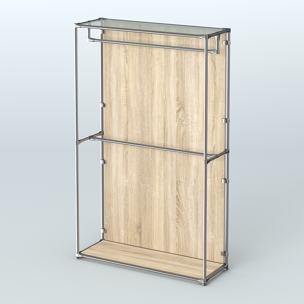 Торговая система ХРОМ (задняя стенка - ДСП) 1200 мм с поручнями №1 Дуб Сонома