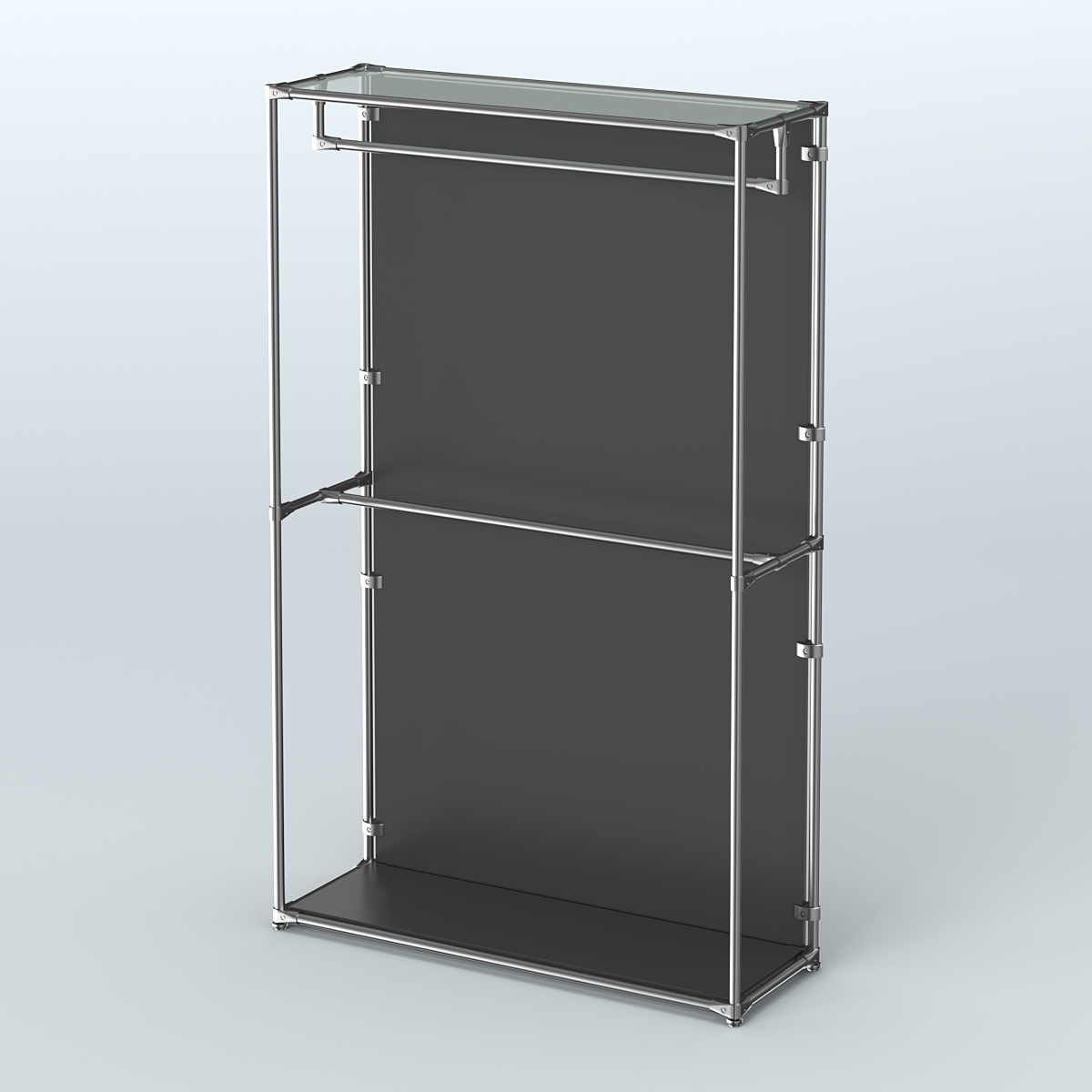 Торговая система ХРОМ (задняя стенка - ДСП) 1200 мм с поручнями №1 Черный