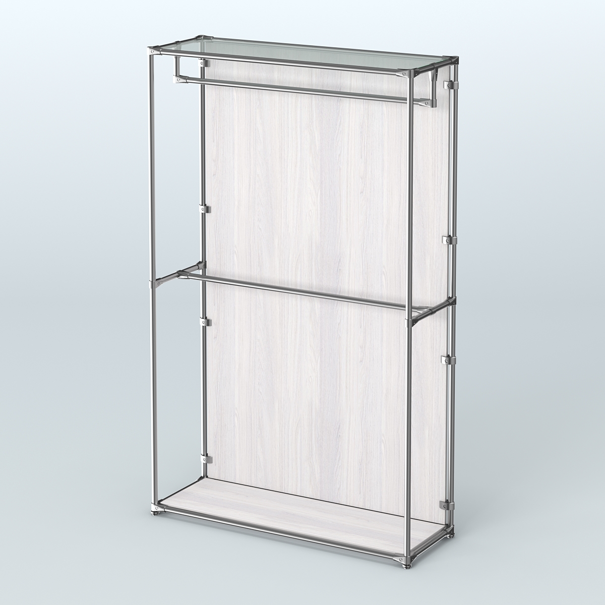 Торговая система ХРОМ (задняя стенка - ДСП) 1200 мм с поручнями №1 Ясень Анкор светлый