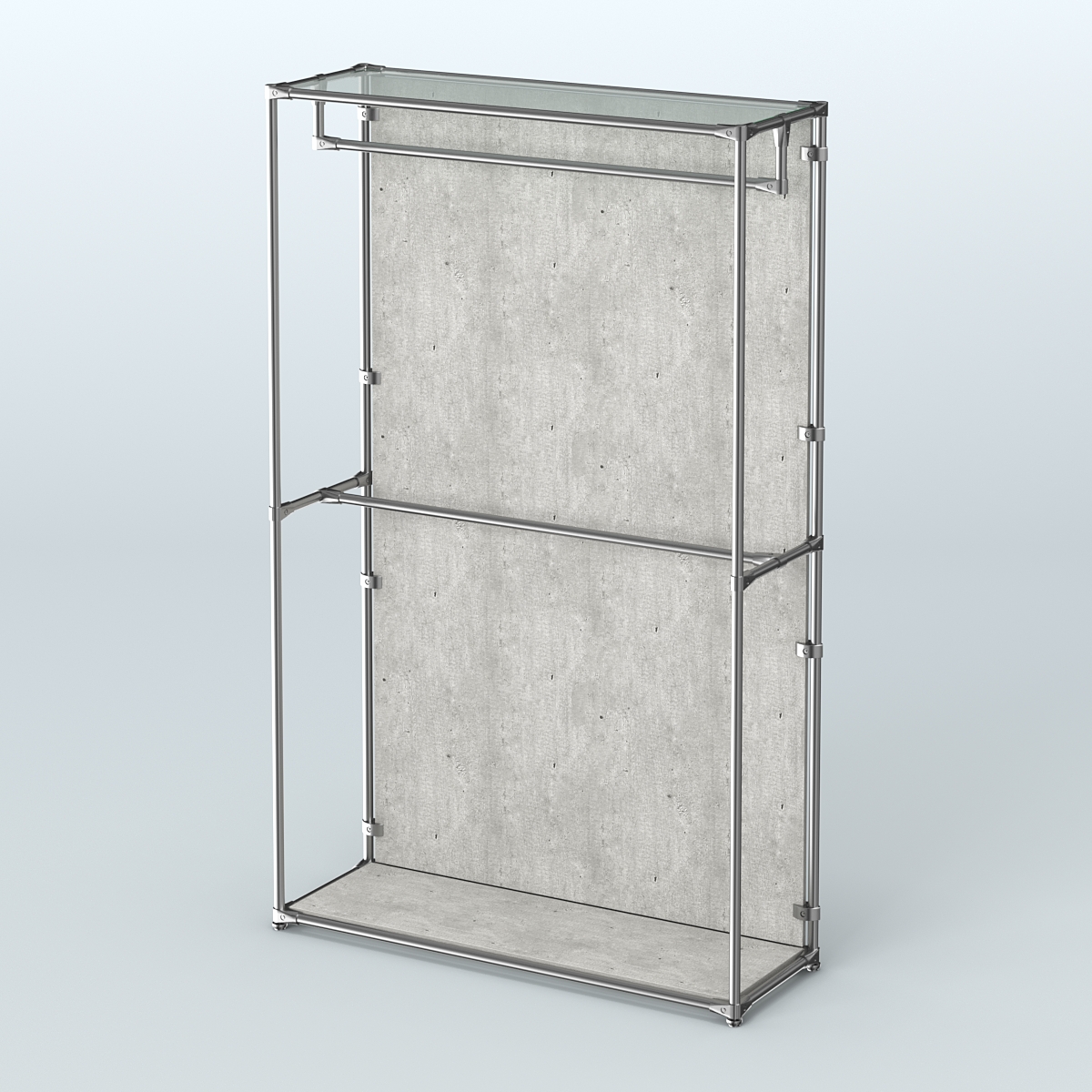 Торговая система ХРОМ (задняя стенка - ДСП) 1200 мм с поручнями №1 Метрополитан Грей