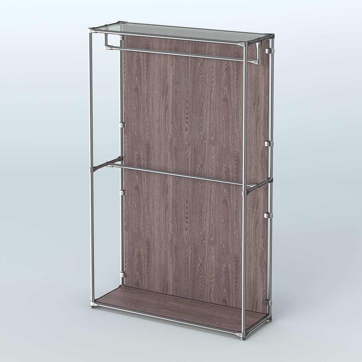 Торговая система ХРОМ (задняя стенка - ДСП) 1200 мм с поручнями №1 Ясень Анкор темный