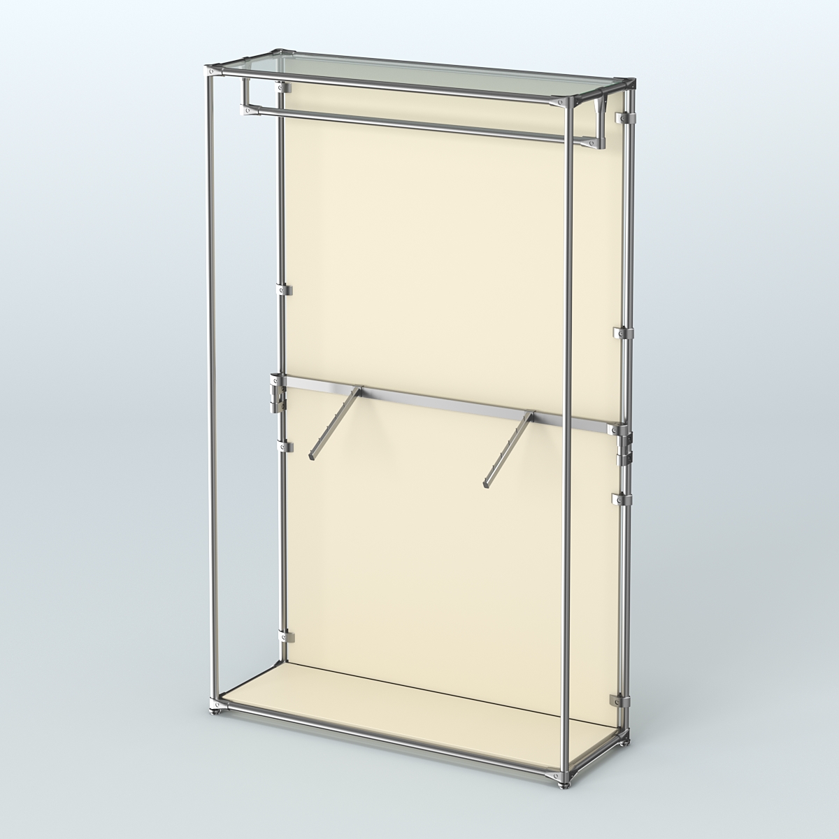 Торговая система ХРОМ (задняя стенка - ДСП) 1200 мм с поручнями №2 Крем Вайс