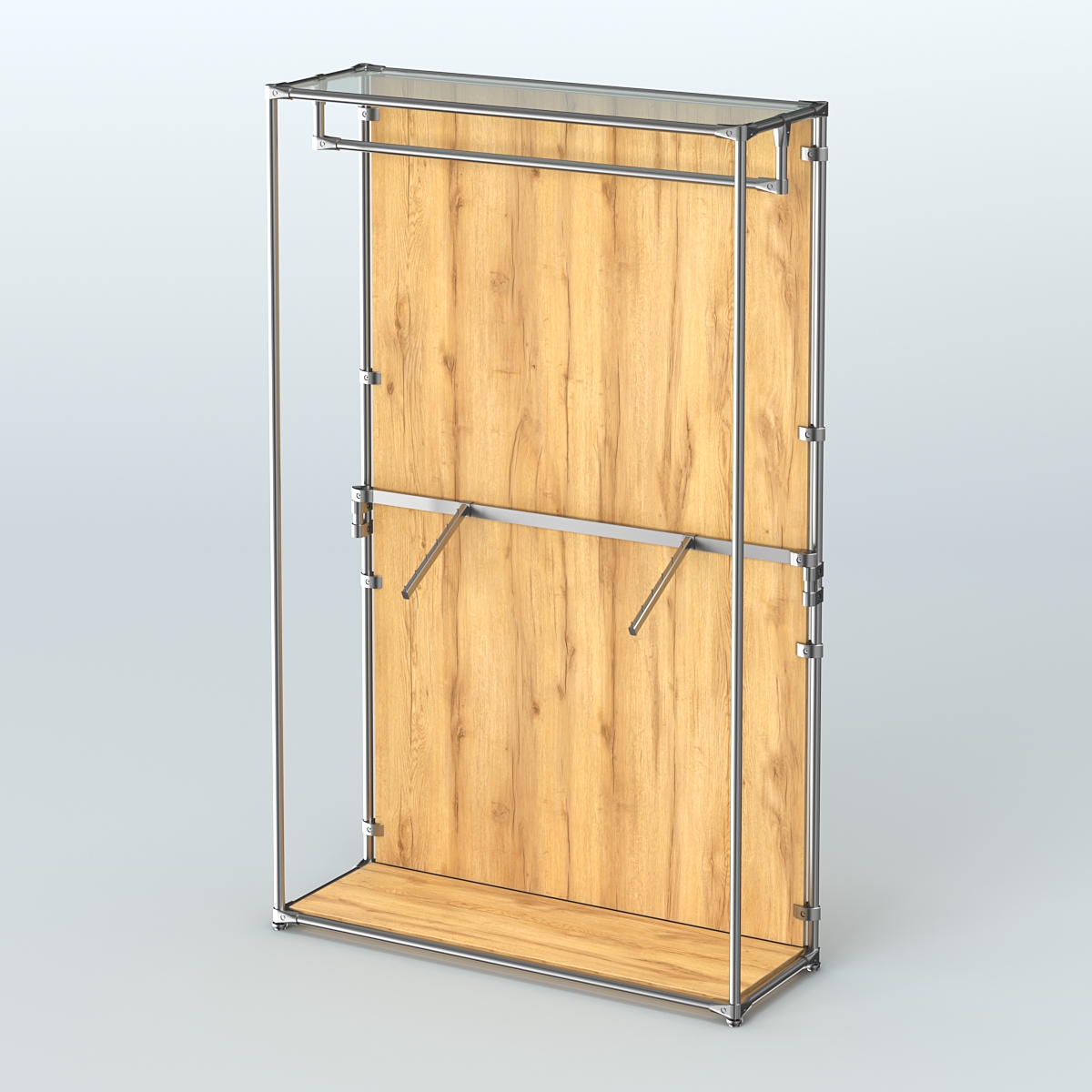 Торговая система ХРОМ (задняя стенка - ДСП) 1200 мм с поручнями №2 Дуб Золотистый