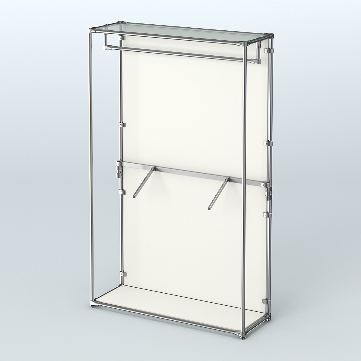 Торговая система ХРОМ (задняя стенка - ДСП) 1200 мм с поручнями №2 Белый