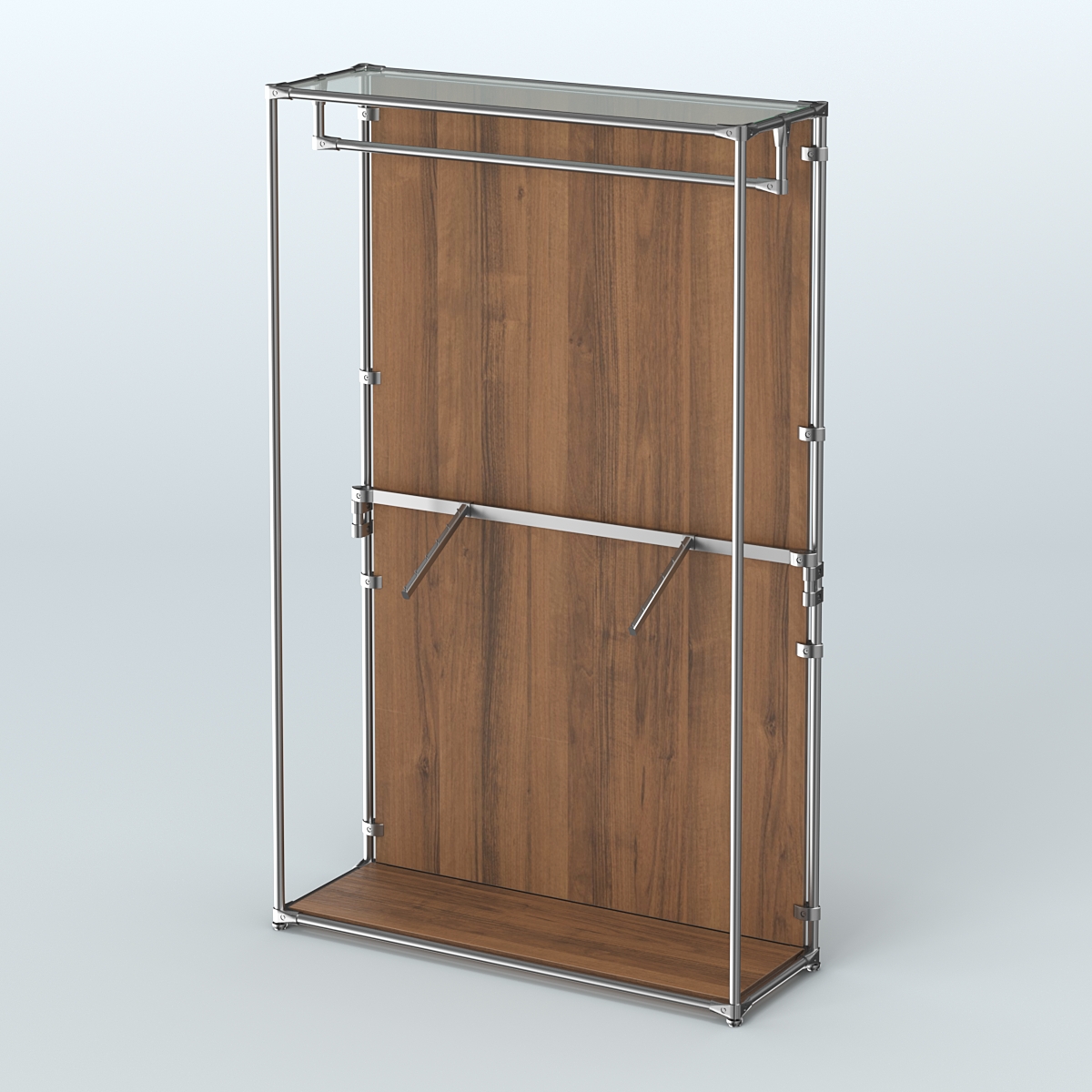 Торговая система ХРОМ (задняя стенка - ДСП) 1200 мм с поручнями №2 Орех