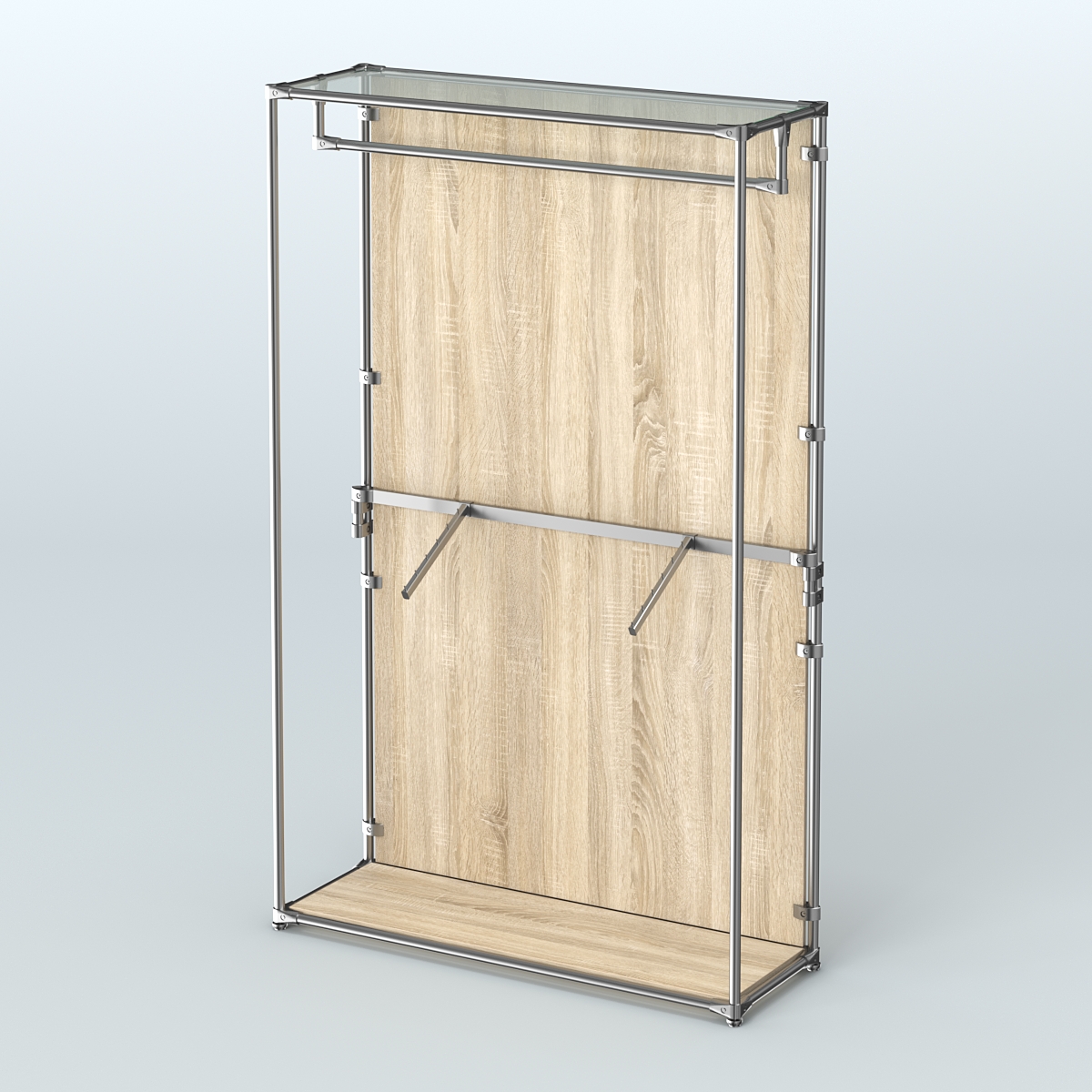 Торговая система ХРОМ (задняя стенка - ДСП) 1200 мм с поручнями №2 Дуб Сонома