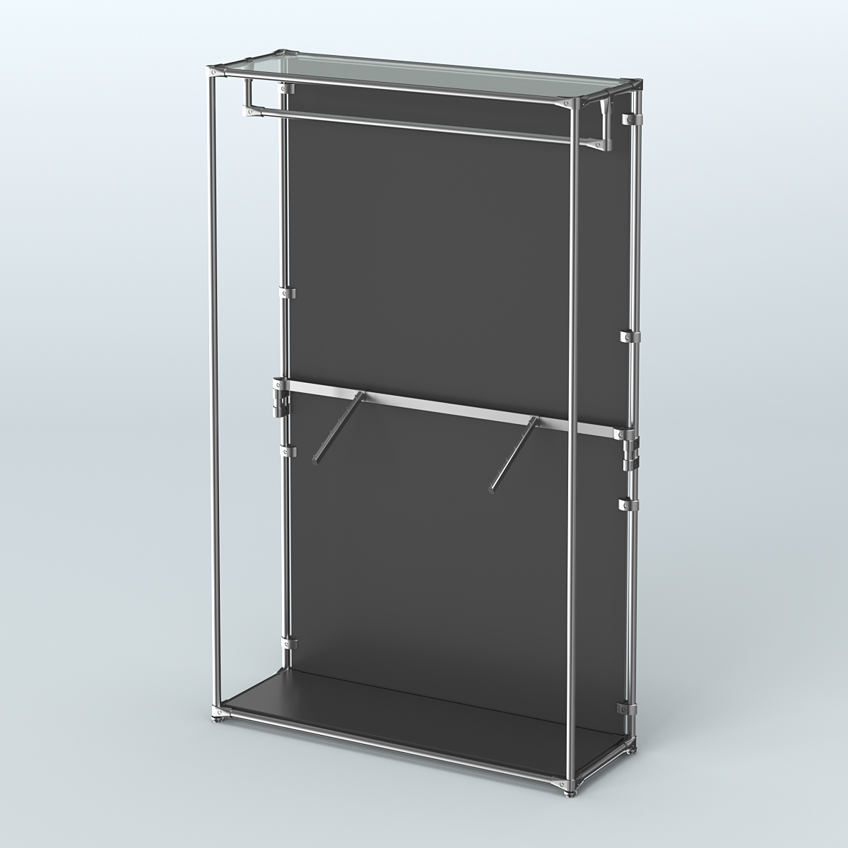 Торговая система ХРОМ (задняя стенка - ДСП) 1200 мм с поручнями №2 Черный