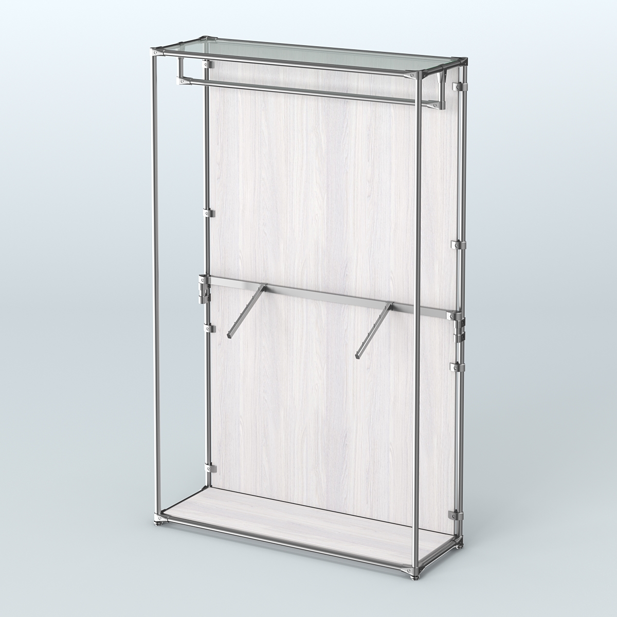 Торговая система ХРОМ (задняя стенка - ДСП) 1200 мм с поручнями №2 Ясень Анкор светлый