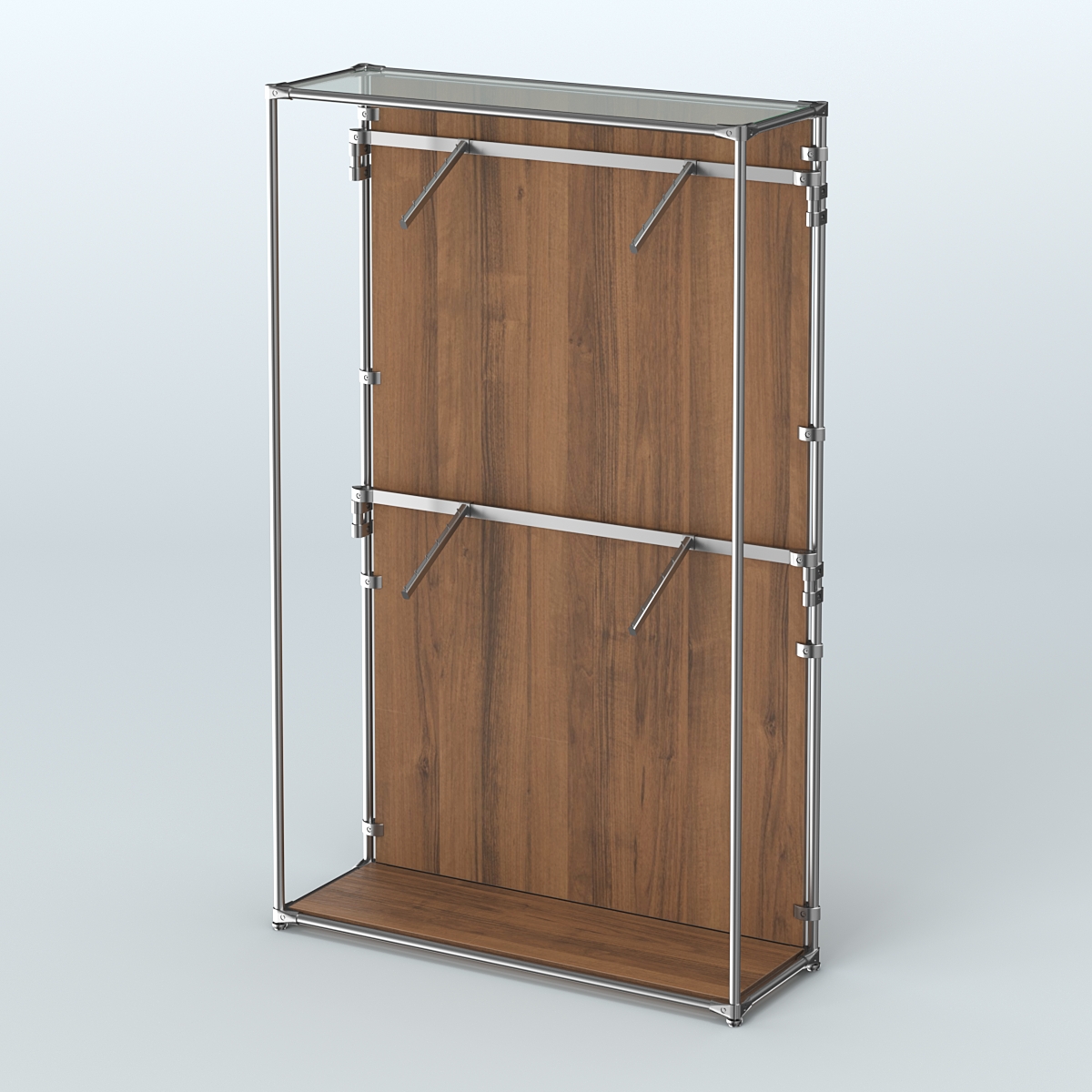 Торговая система ХРОМ (задняя стенка - ДСП) 1200 мм с поручнями №3 Орех