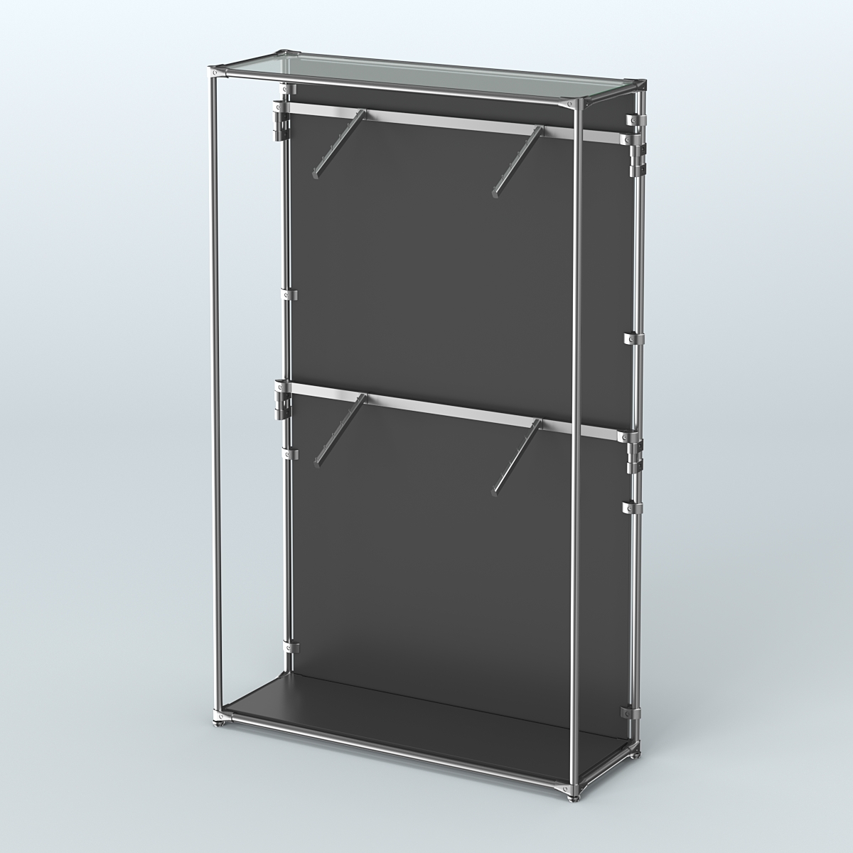 Торговая система ХРОМ (задняя стенка - ДСП) 1200 мм с поручнями №3 Черный