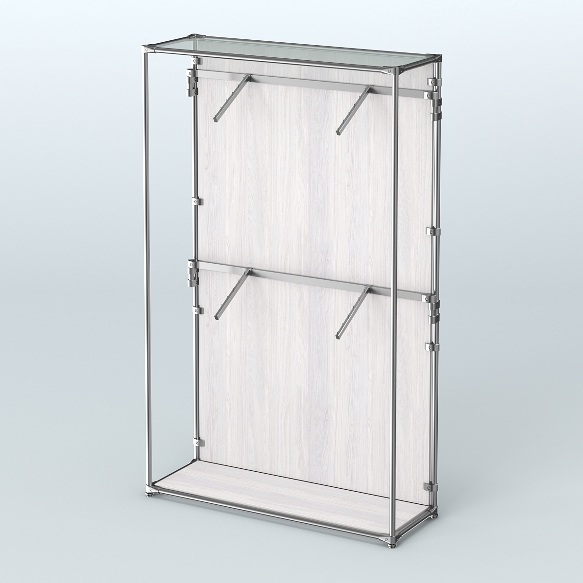 Торговая система ХРОМ (задняя стенка - ДСП) 1200 мм с поручнями №3 Ясень Анкор светлый