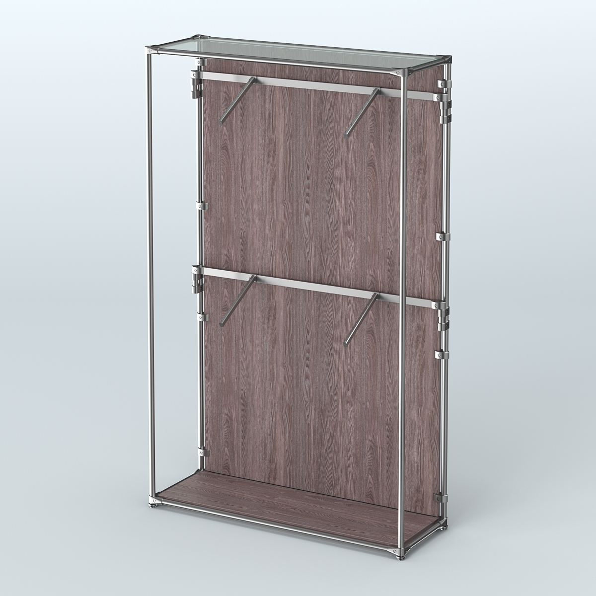 Торговая система ХРОМ (задняя стенка - ДСП) 1200 мм с поручнями №3 Ясень Анкор темный