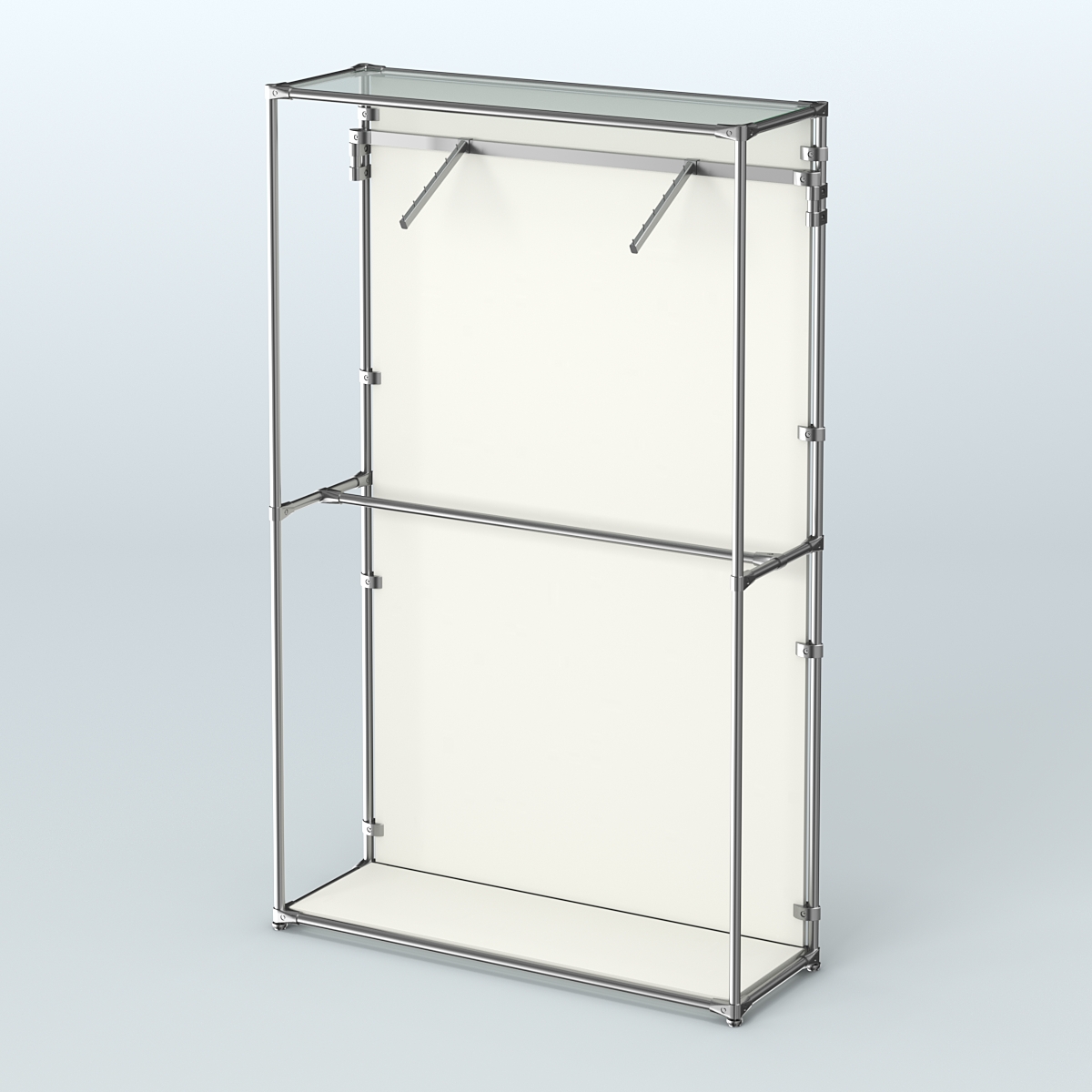 Торговая система ХРОМ (задняя стенка - ДСП) 1200 мм с поручнями №4 Белый