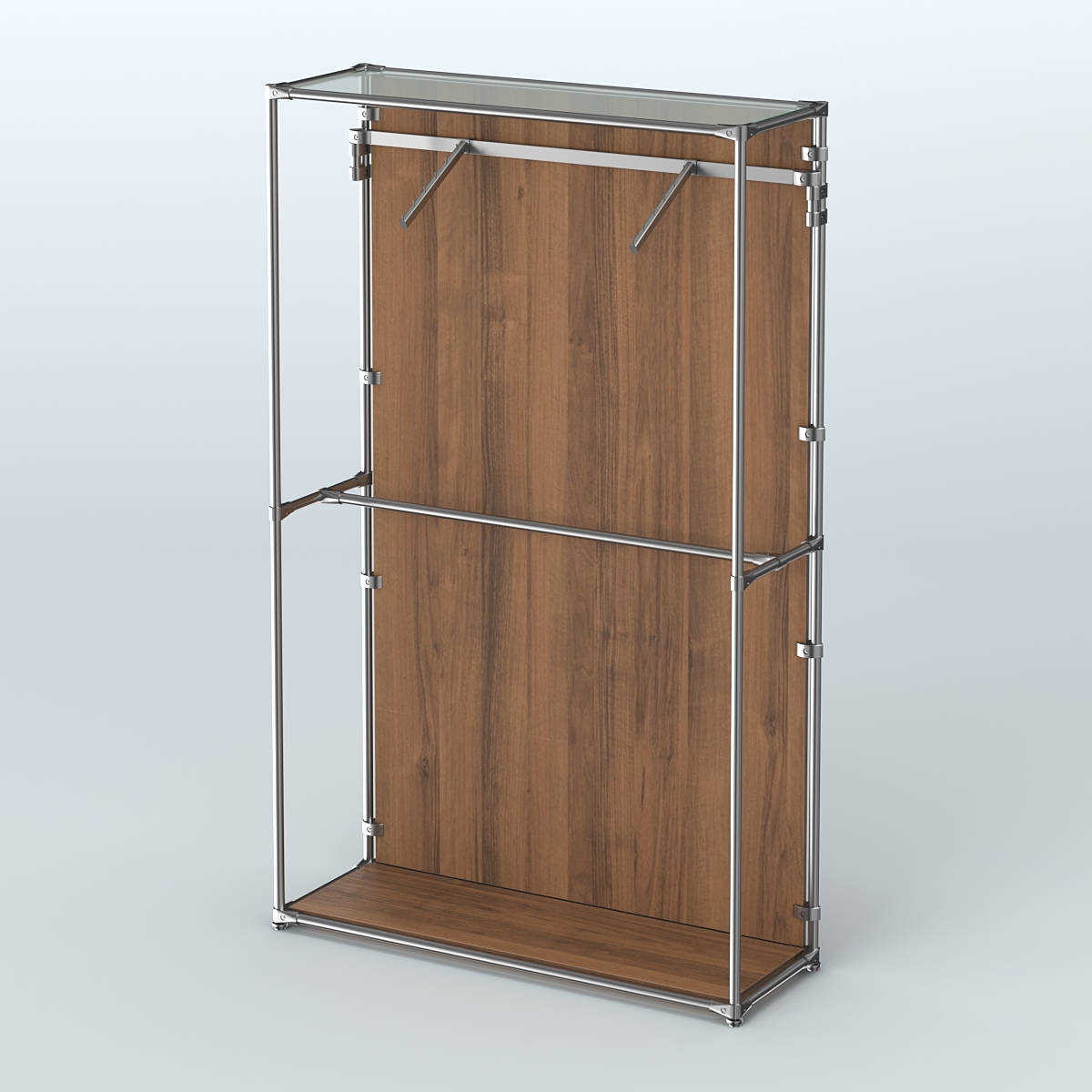 Торговая система ХРОМ (задняя стенка - ДСП) 1200 мм с поручнями №4 Орех