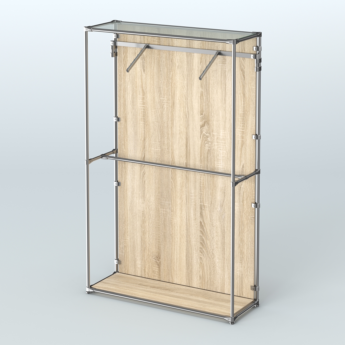 Торговая система ХРОМ (задняя стенка - ДСП) 1200 мм с поручнями №4 Дуб Сонома