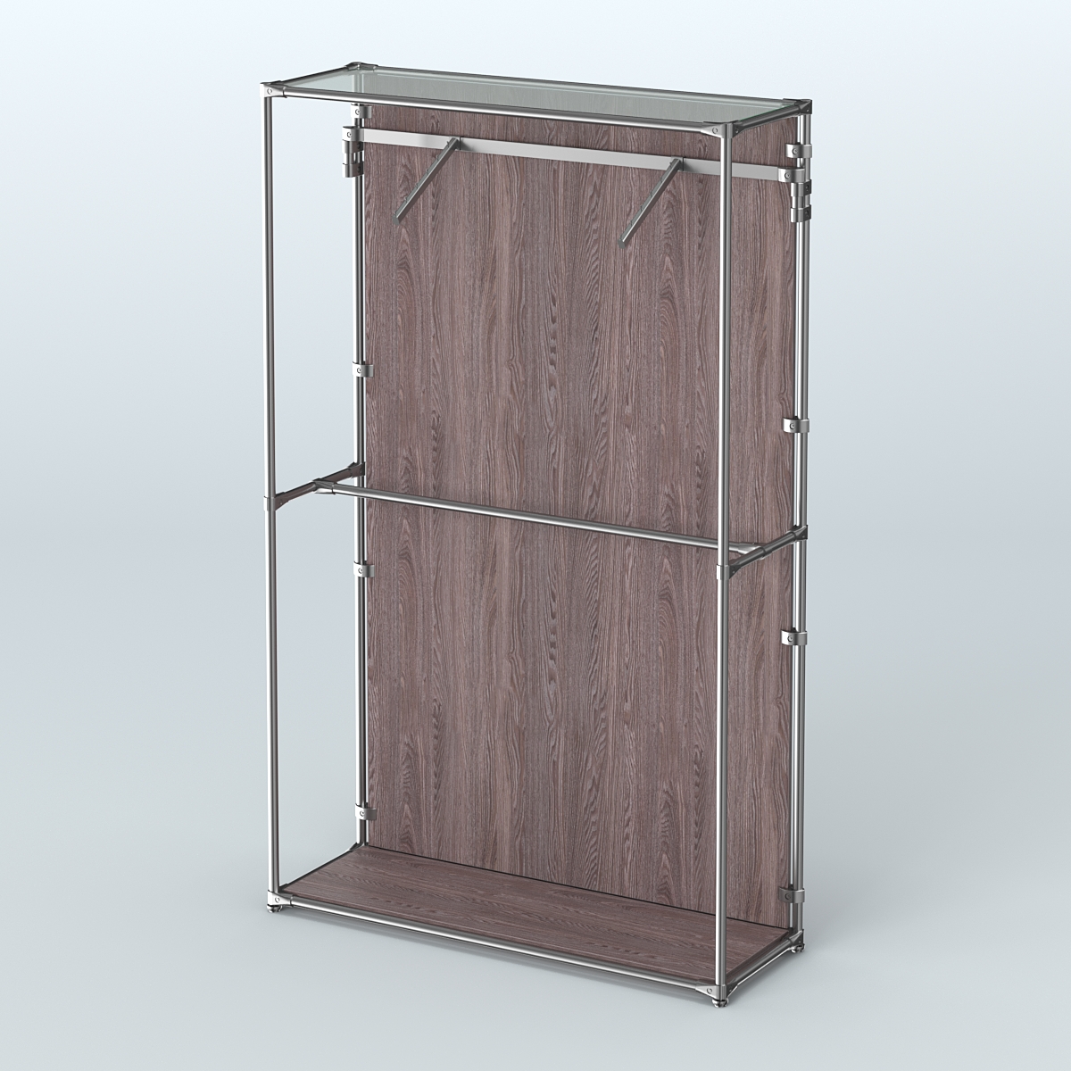 Торговая система ХРОМ (задняя стенка - ДСП) 1200 мм с поручнями №4 Ясень Анкор темный