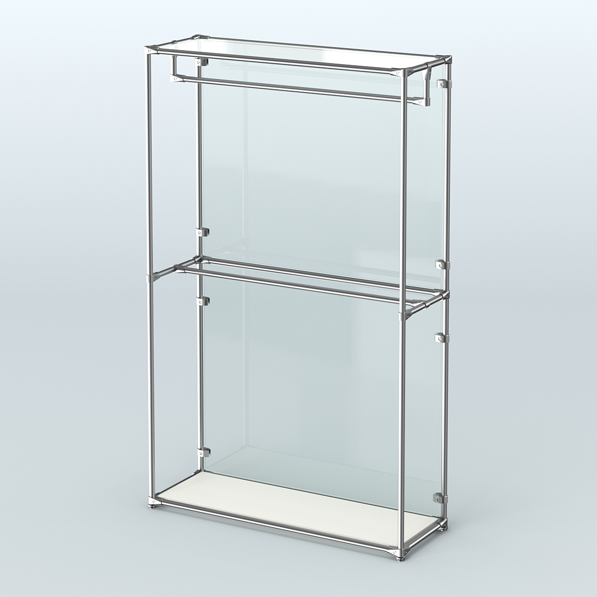 Торговая система ХРОМ (задняя стенка - стекло) 1200 мм с поручнями №1 Белый