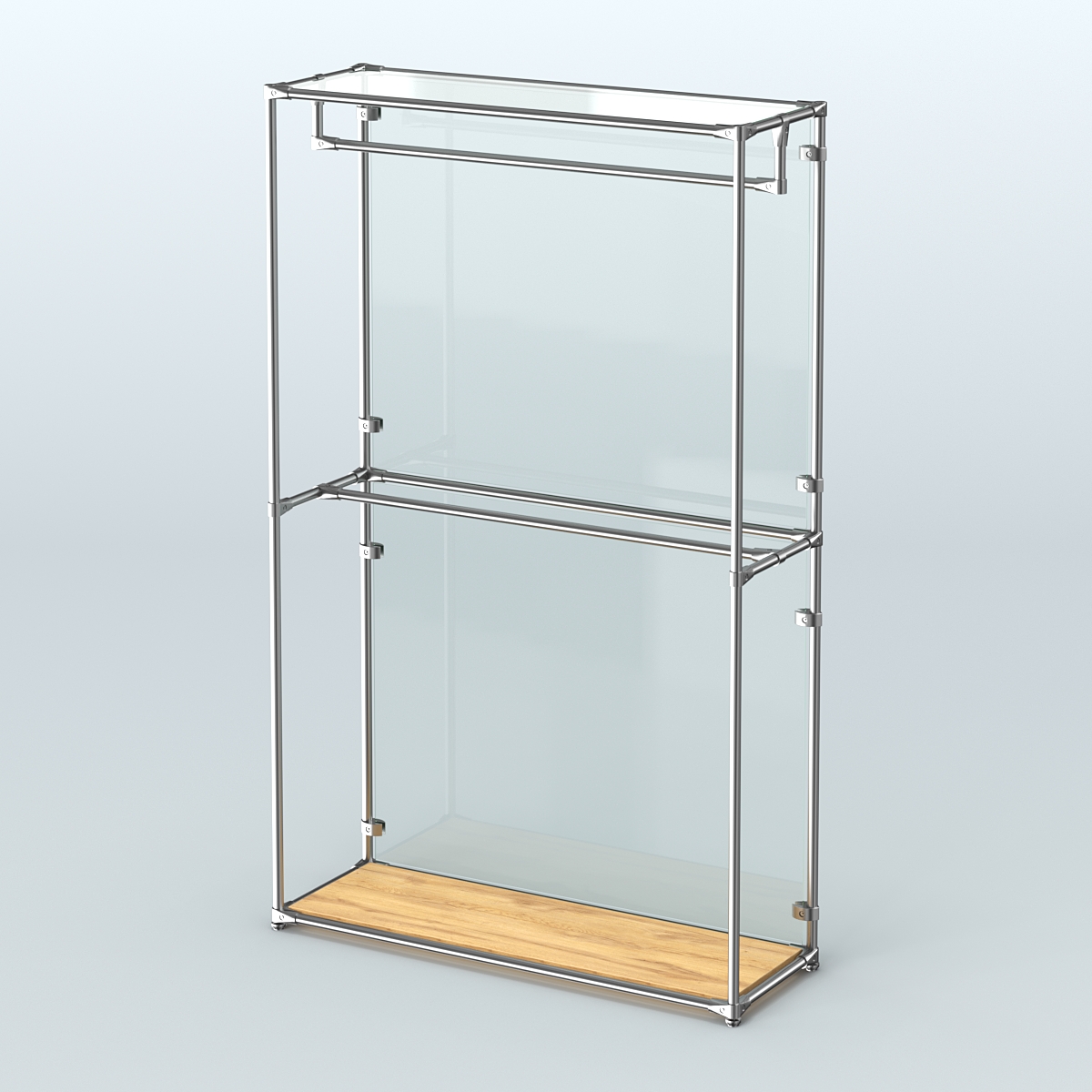 Торговая система ХРОМ (задняя стенка - стекло) 1200 мм с поручнями №1 Дуб Золотистый