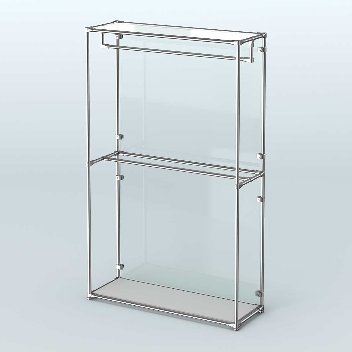 Торговая система ХРОМ (задняя стенка - стекло) 1200 мм с поручнями №1 Серый