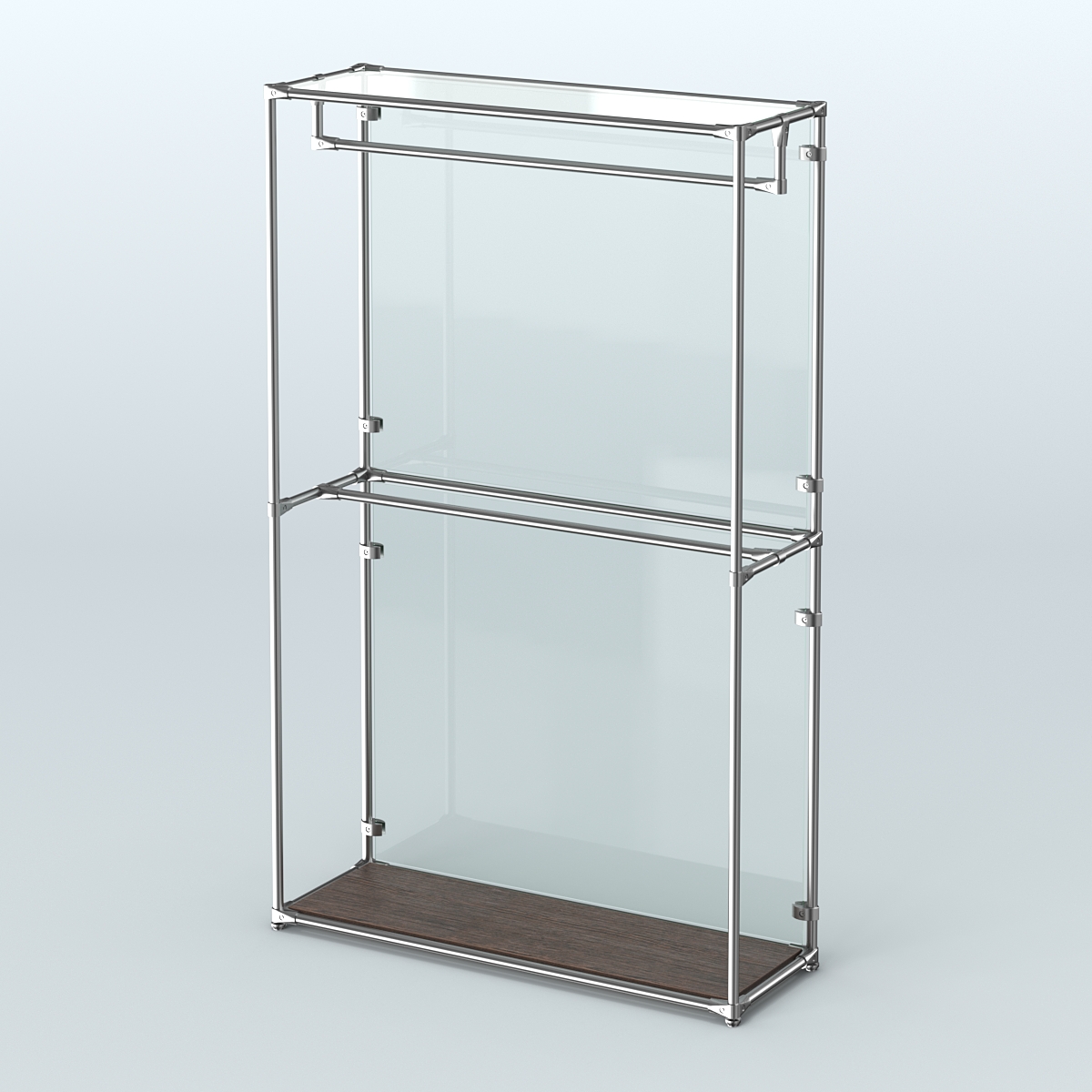 Торговая система ХРОМ (задняя стенка - стекло) 1200 мм с поручнями №1 Дуб Венге