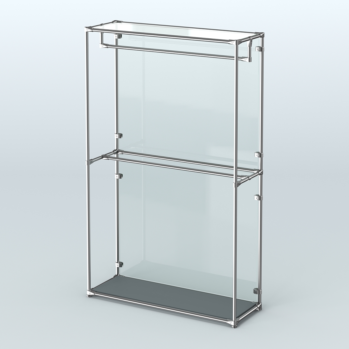 Торговая система ХРОМ (задняя стенка - стекло) 1200 мм с поручнями №1 Темно-Серый
