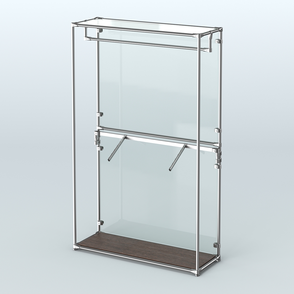 Торговая система ХРОМ (задняя стенка - стекло) 1200 мм с поручнями №2 Дуб Венге