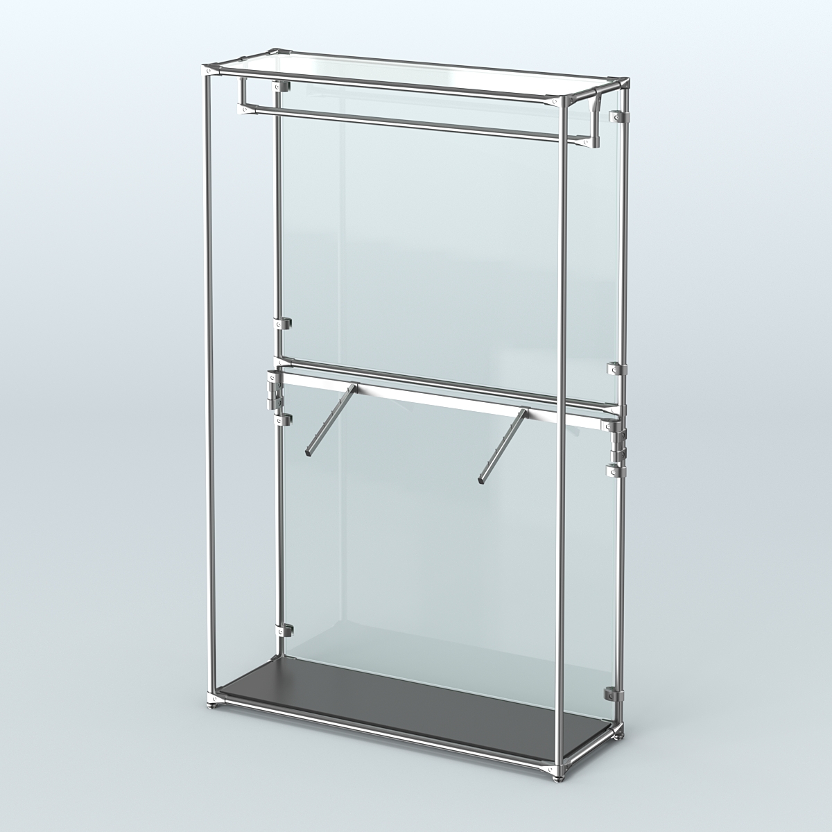 Торговая система ХРОМ (задняя стенка - стекло) 1200 мм с поручнями №2 Черный