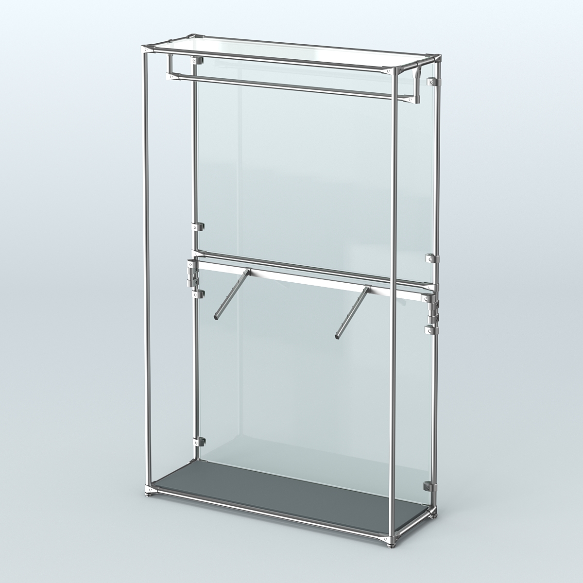 Торговая система ХРОМ (задняя стенка - стекло) 1200 мм с поручнями №2 Темно-Серый