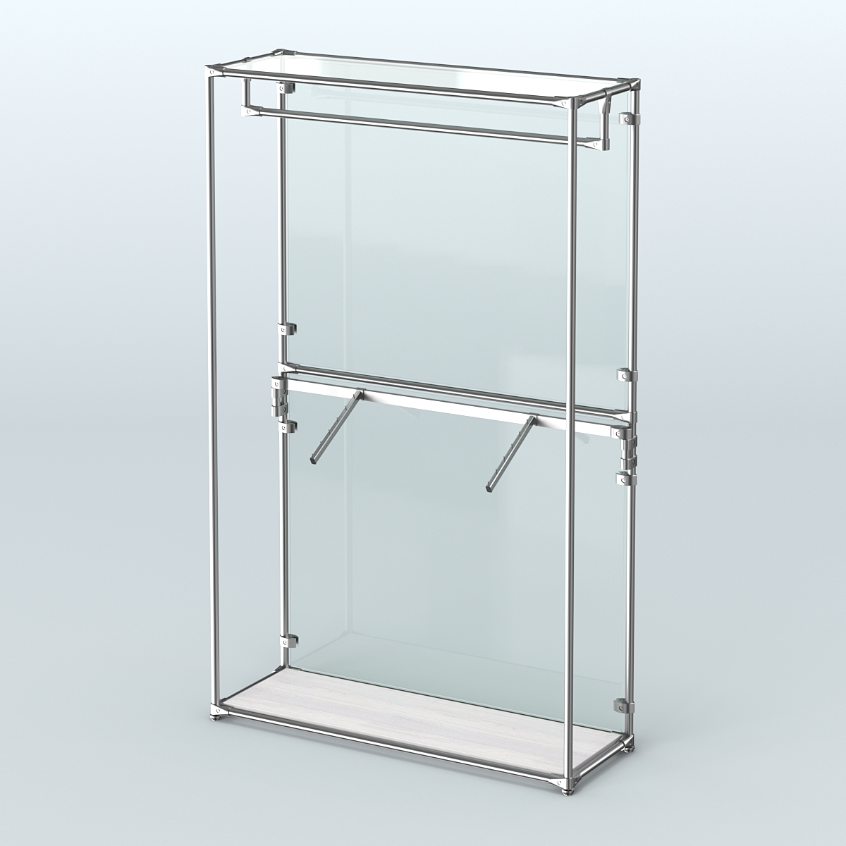 Торговая система ХРОМ (задняя стенка - стекло) 1200 мм с поручнями №2 Ясень Анкор светлый