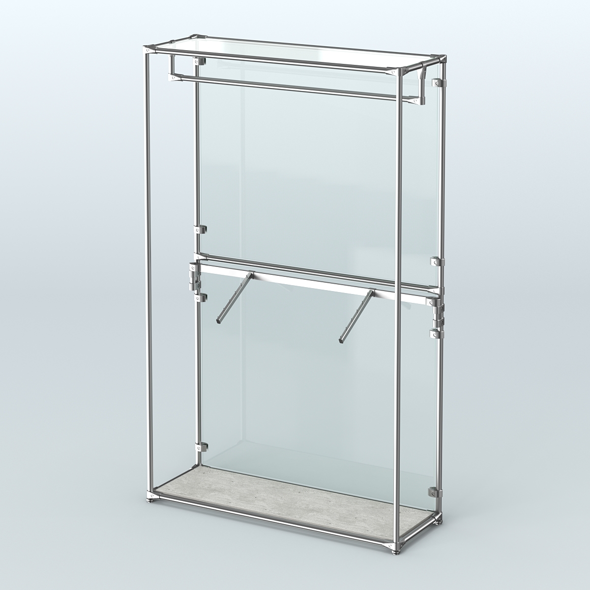 Торговая система ХРОМ (задняя стенка - стекло) 1200 мм с поручнями №2 Метрополитан Грей