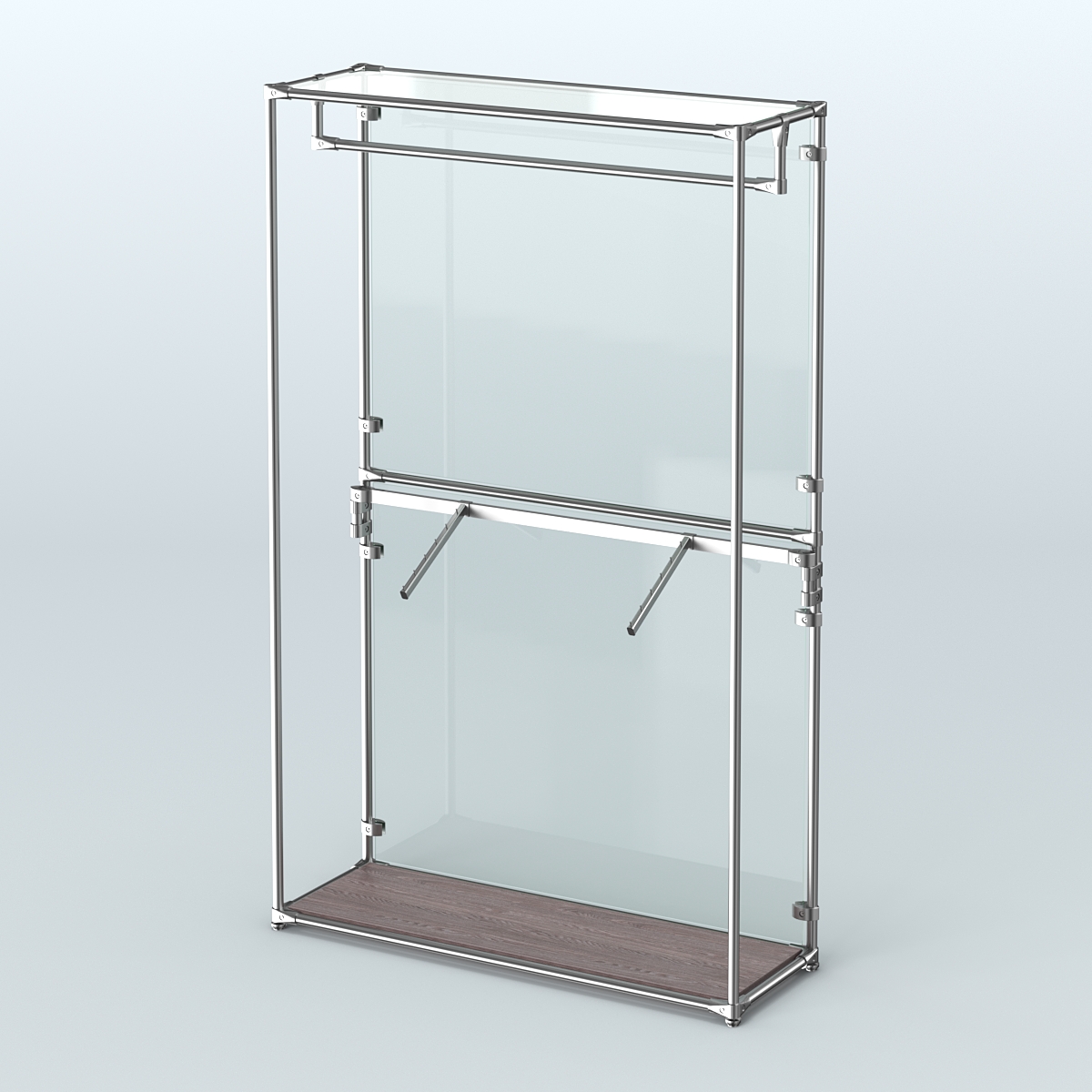 Торговая система ХРОМ (задняя стенка - стекло) 1200 мм с поручнями №2 Ясень Анкор темный