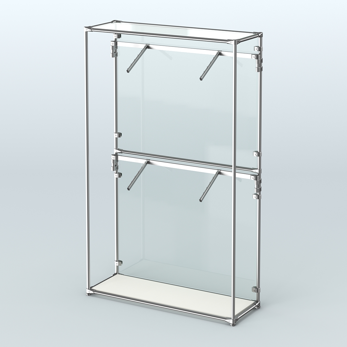 Торговая система ХРОМ (задняя стенка - стекло) 1200 мм с поручнями №3 Белый