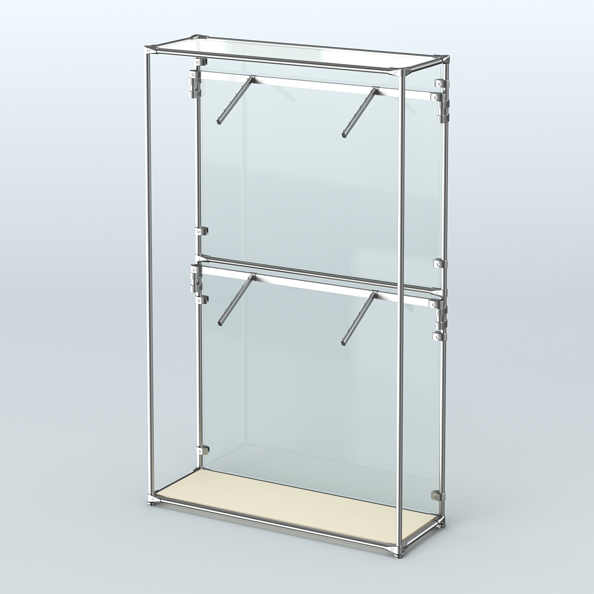 Торговая система ХРОМ (задняя стенка - стекло) 1200 мм с поручнями №3 Крем Вайс