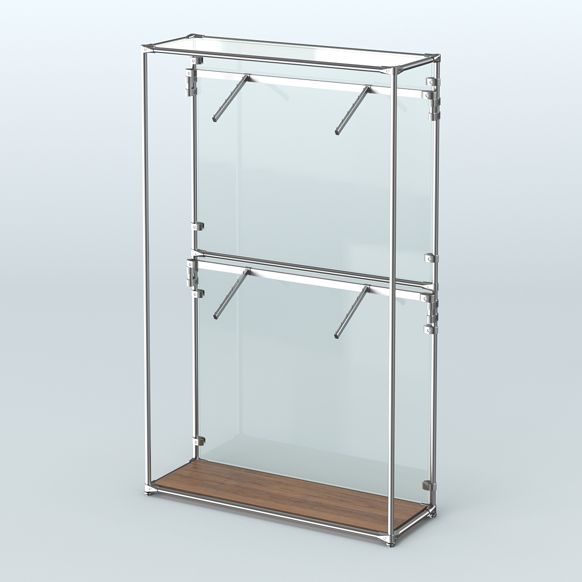 Торговая система ХРОМ (задняя стенка - стекло) 1200 мм с поручнями №3 Орех