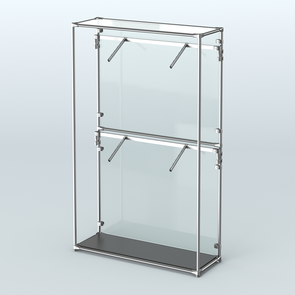 Торговая система ХРОМ (задняя стенка - стекло) 1200 мм с поручнями №3 Черный