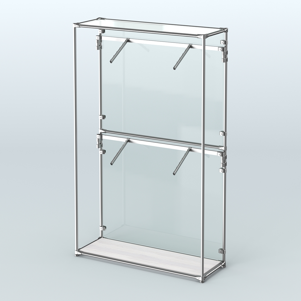 Торговая система ХРОМ (задняя стенка - стекло) 1200 мм с поручнями №3 Ясень Анкор светлый