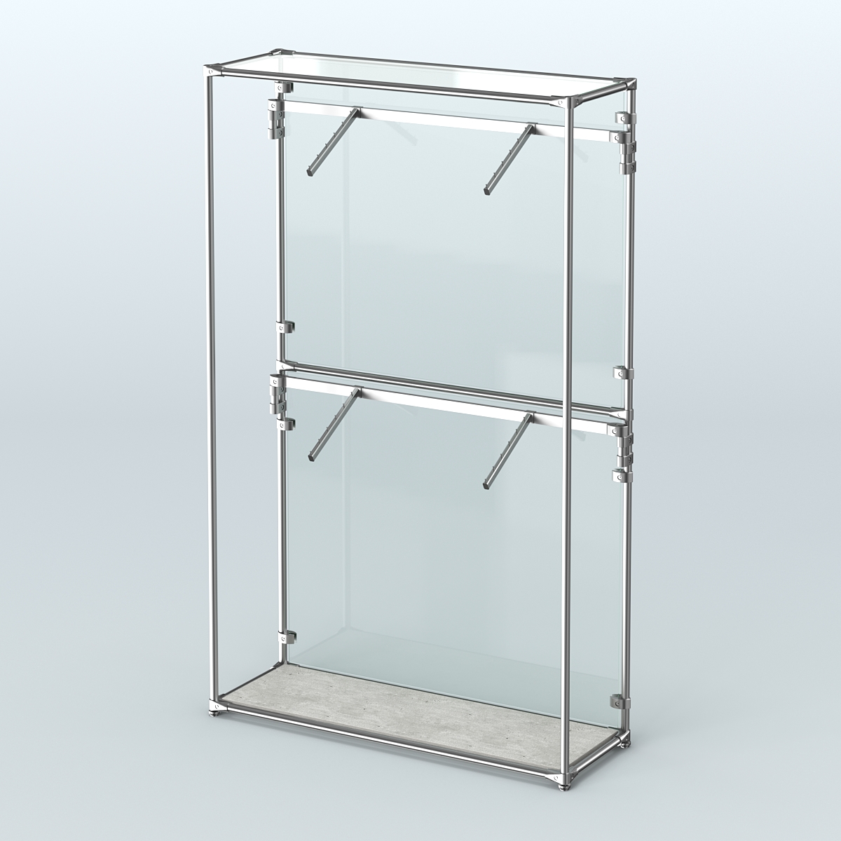 Торговая система ХРОМ (задняя стенка - стекло) 1200 мм с поручнями №3 Метрополитан Грей