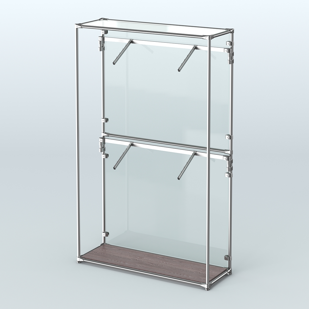 Торговая система ХРОМ (задняя стенка - стекло) 1200 мм с поручнями №3 Ясень Анкор темный