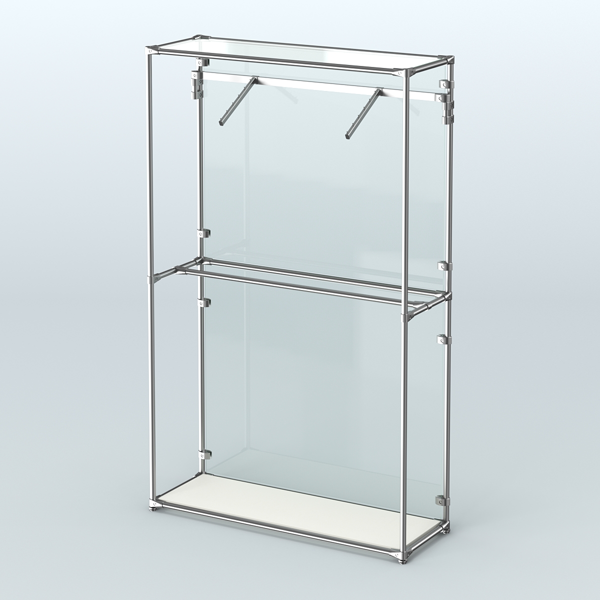 Торговая система ХРОМ (задняя стенка - стекло) 1200 мм с поручнями №4 Белый