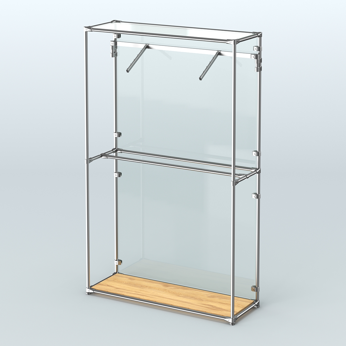 Торговая система ХРОМ (задняя стенка - стекло) 1200 мм с поручнями №4 Дуб Золотистый