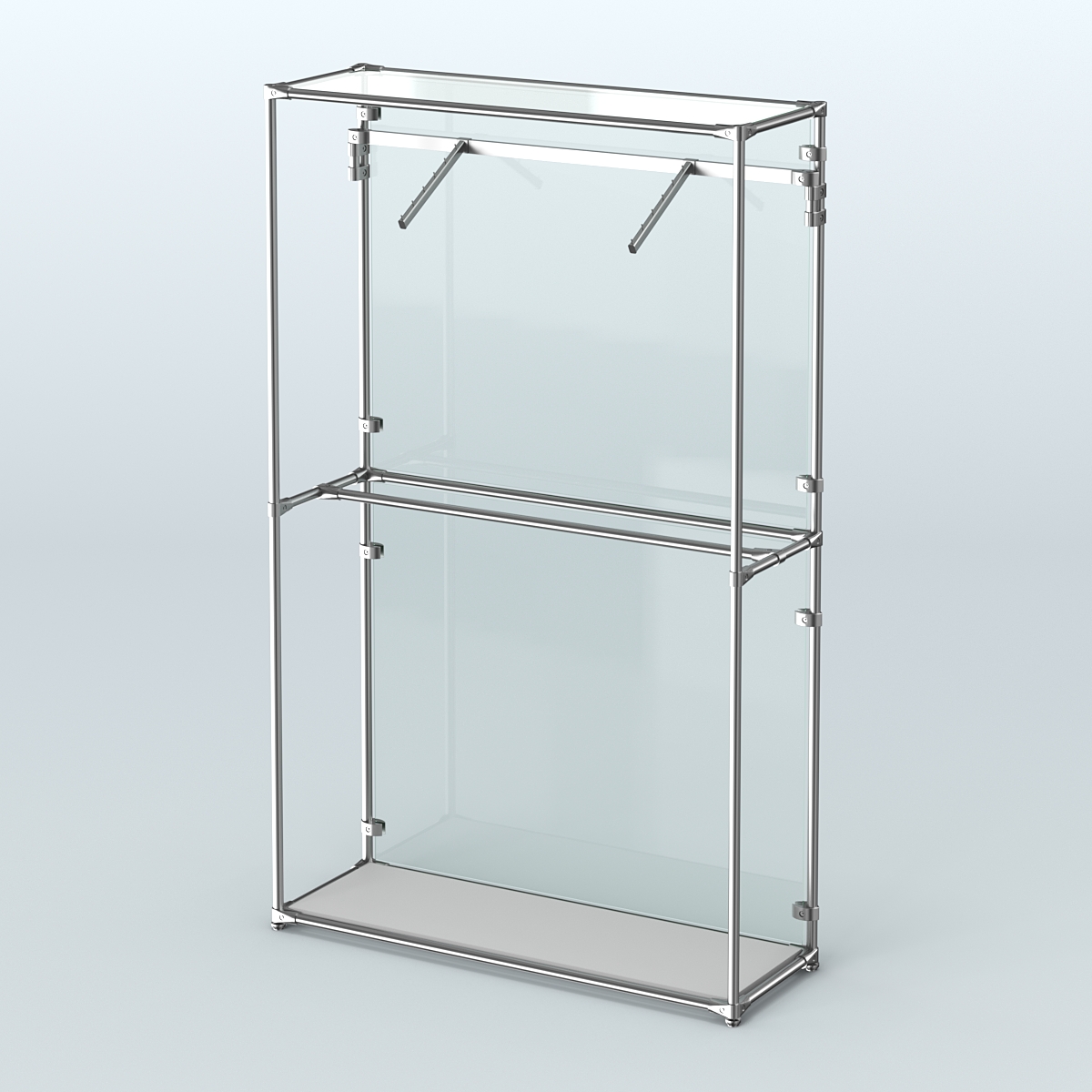 Торговая система ХРОМ (задняя стенка - стекло) 1200 мм с поручнями №4 Серый