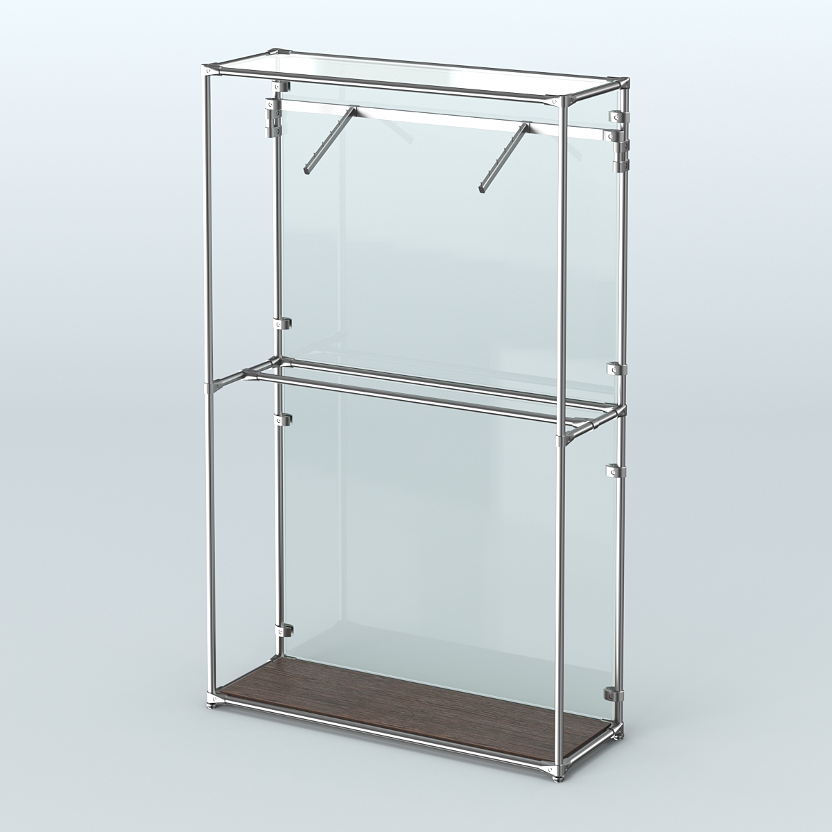 Торговая система ХРОМ (задняя стенка - стекло) 1200 мм с поручнями №4 Дуб Венге