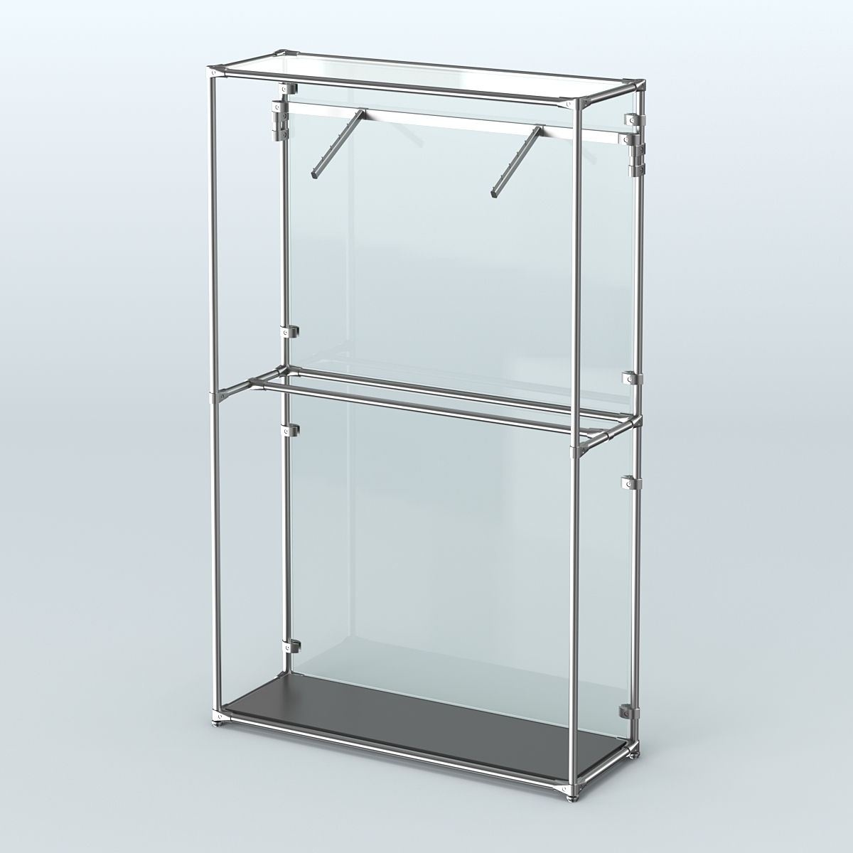 Торговая система ХРОМ (задняя стенка - стекло) 1200 мм с поручнями №4 Черный