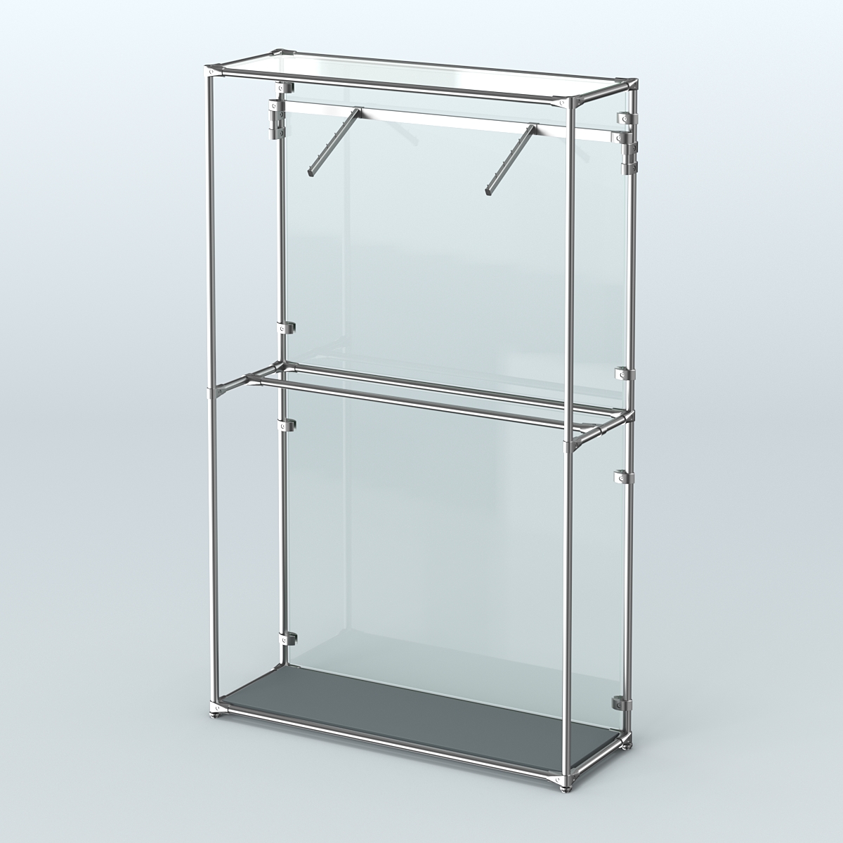 Торговая система ХРОМ (задняя стенка - стекло) 1200 мм с поручнями №4 Темно-Серый