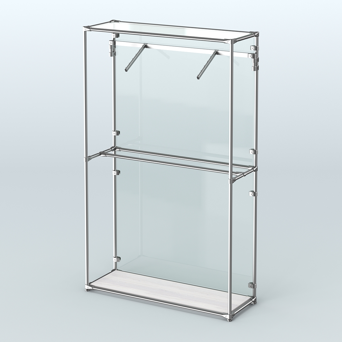 Торговая система ХРОМ (задняя стенка - стекло) 1200 мм с поручнями №4 Ясень Анкор светлый