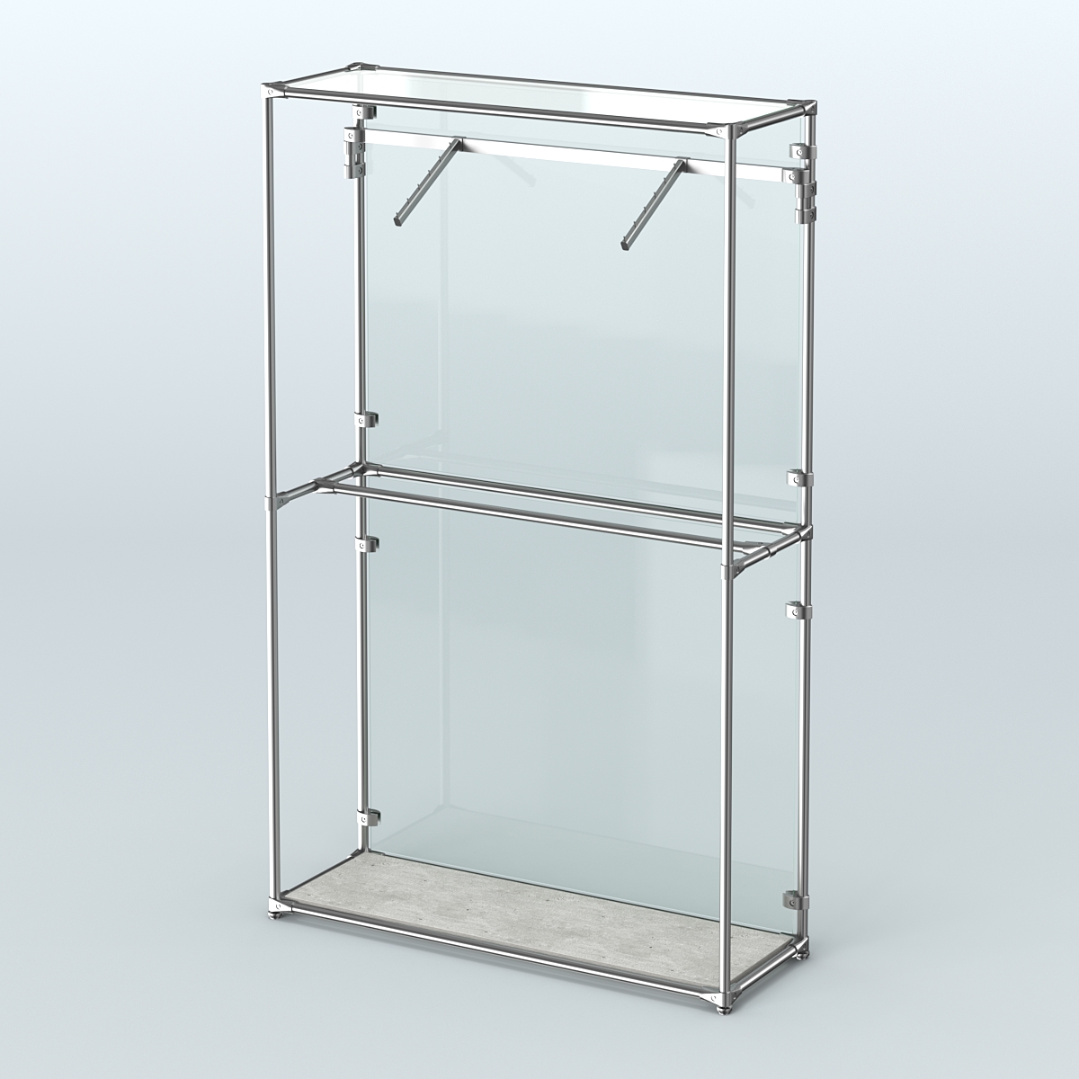 Торговая система ХРОМ (задняя стенка - стекло) 1200 мм с поручнями №4 Метрополитан Грей