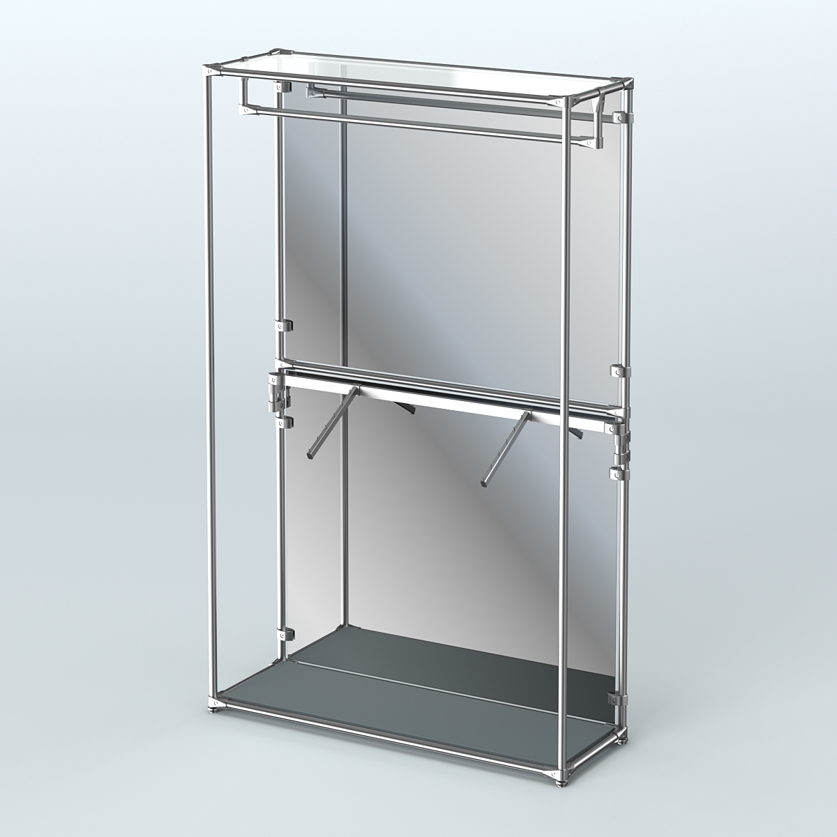Торговая система ХРОМ (задняя стенка - зеркало) 1200 мм с поручнями №2 Темно-Серый