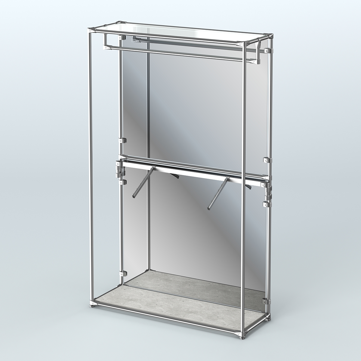 Торговая система ХРОМ (задняя стенка - зеркало) 1200 мм с поручнями №2 Метрополитан Грей