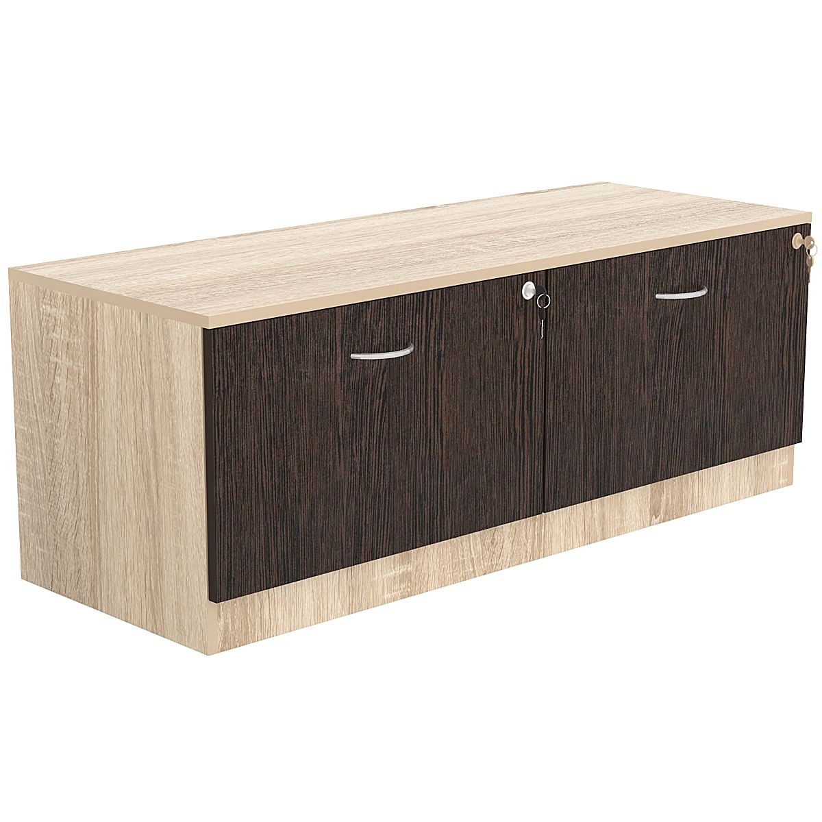 Тумба T-15 1200мм (H-450мм, с 2-мя выдвижными ящиками) Дуб Сонома + Дуб Венге