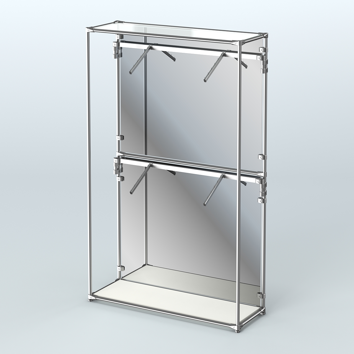 Торговая система ХРОМ (задняя стенка - зеркало) 1200 мм с поручнями №3 Белый